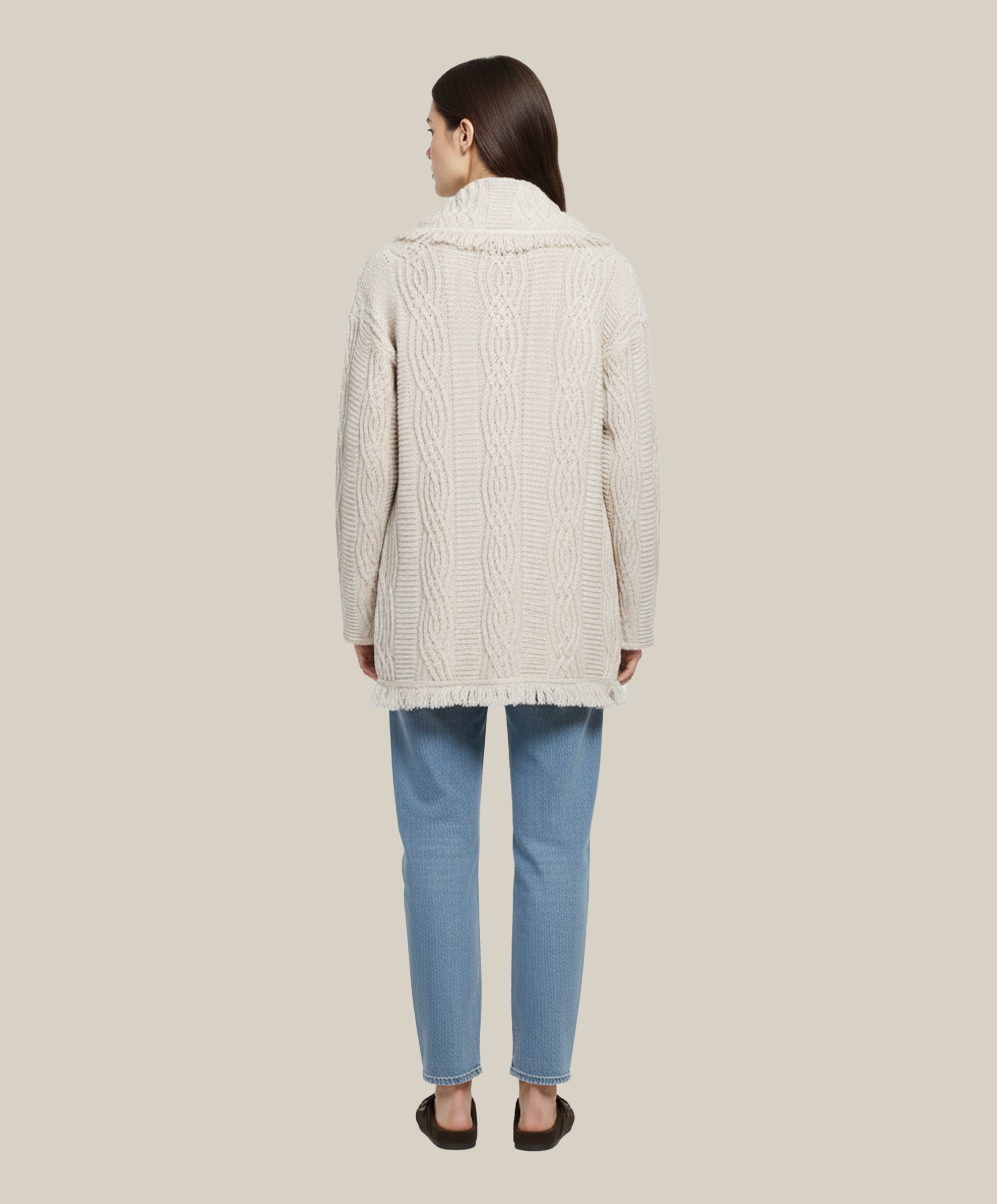 Solstice Ash White V-Neck Heritage Cardigan